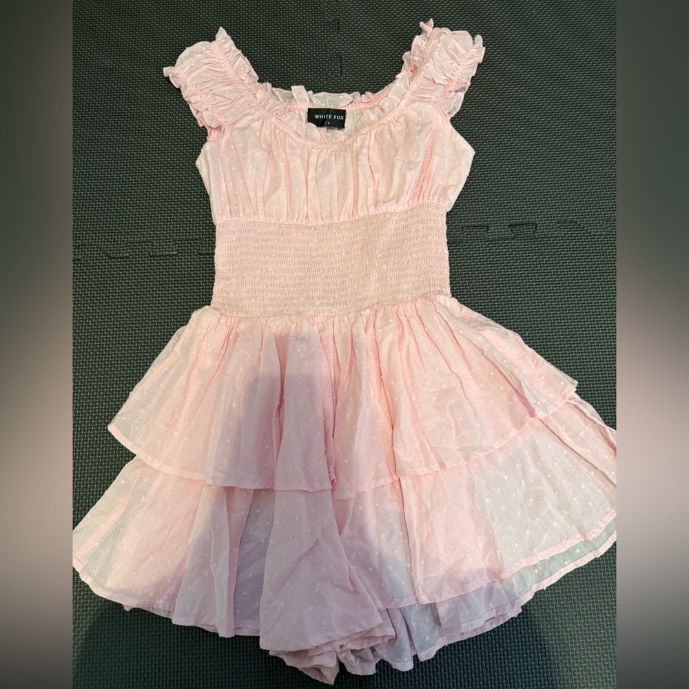 White fox pink romper dress NWOT